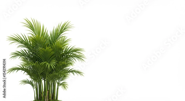 Fototapeta Tropical Palm Plant on White Background – Minimal Botanical Decor Element