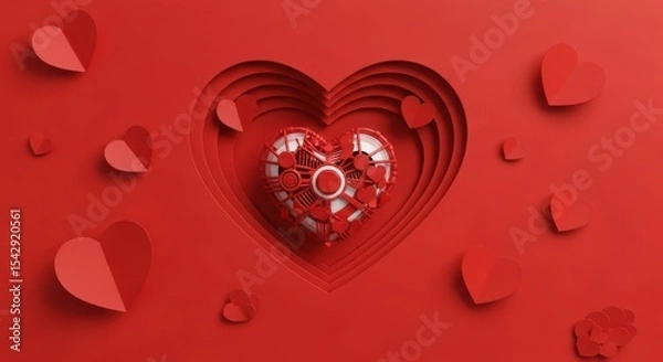 Obraz Layered Heart Valentines Day Decoration Background Art