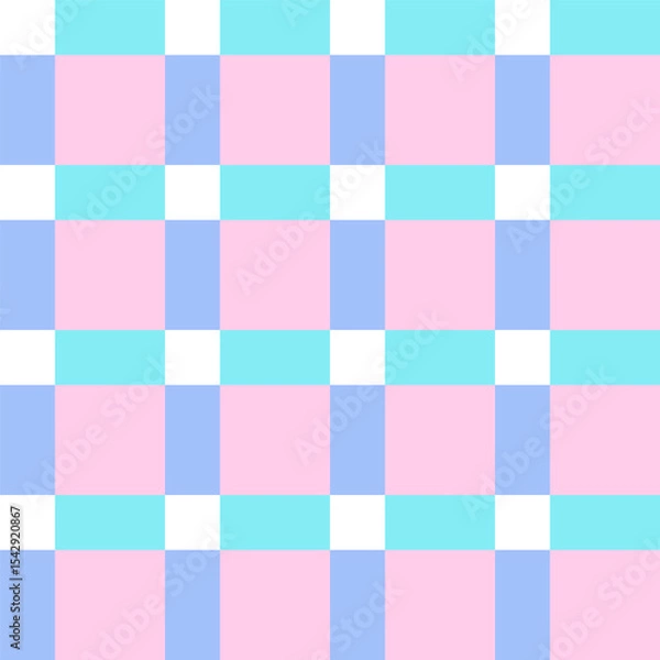 Obraz Plaid seamless pattern in pastel colors. Madras design spring, summer holiday textile decorative. Vector check gingham pattern for fabric picnic blanket, tablecloth, dress or napkin.