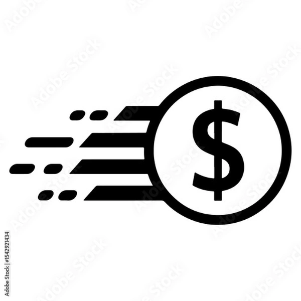 Fototapeta Fast Money Transfer Icon Instant Payment, Quick Transaction, Speedy Finance, Rapid Money, Urgent Funds Illustration