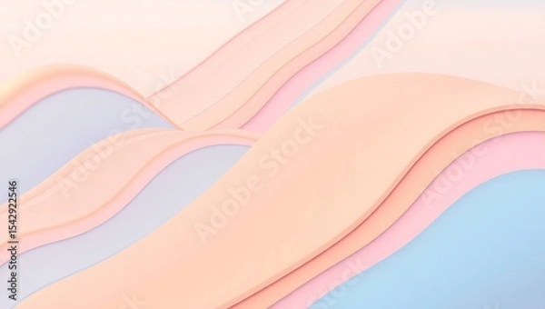 Fototapeta 70s vector wave pattern, horizontal background in pastel sky and melon, soft 3D dimension70s vector wave pattern, horizontal background in pastel sky and melon, soft 3D dimension