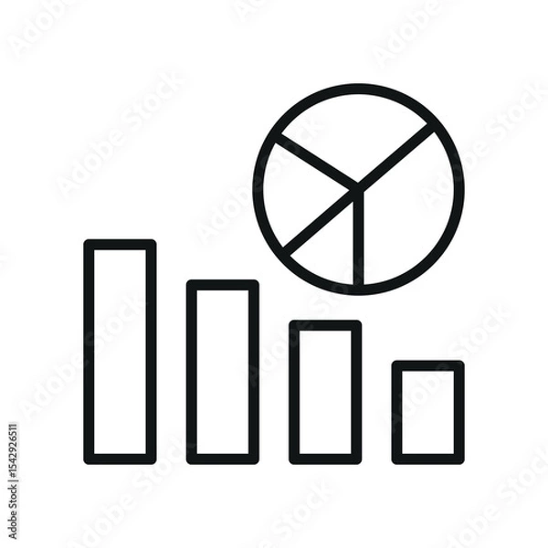 Fototapeta Pie chart with clean slices and outline forms a clear and minimal data icon.