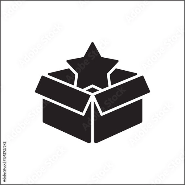 Fototapeta Star inside opened box icon. Reward and achievement icon. Icon symbol of win, victory, achievement, reward, prize. Vector illustration