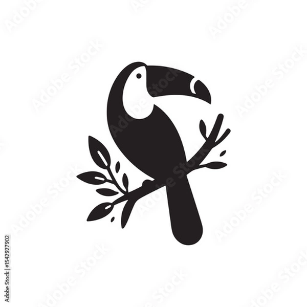 Fototapeta Bold Toucan Vector Silhouette Illustration – Iconic Rainforest Bird with Oversized Bill and Upright Pose, Ideal for Tropical Decor, Wildlife Graphics, Eco Branding, and Artistic Projects

