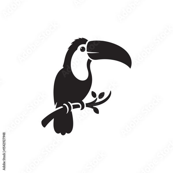 Fototapeta Bold Toucan Vector Silhouette Illustration – Iconic Rainforest Bird with Oversized Bill and Upright Pose, Ideal for Tropical Decor, Wildlife Graphics, Eco Branding, and Artistic Projects

