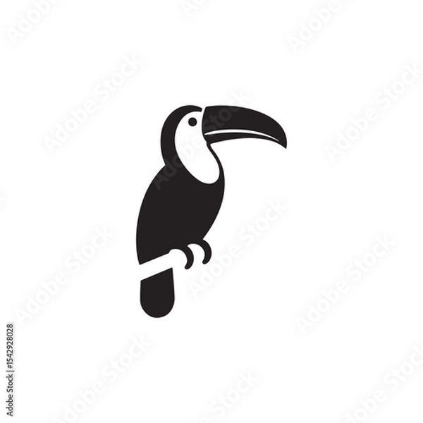 Fototapeta Tropical Toucan Silhouette Vector Art – Exotic Bird Design with Large Curved Beak, Minimal Black Outline Perfect for Jungle Wildlife Themes, Nature Logos, and Decorative Prints

