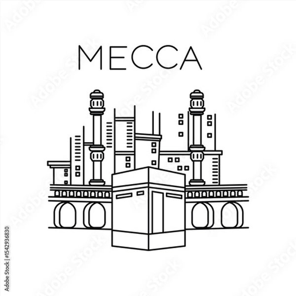 Fototapeta vector landscape lines of makkah buildings suitable for your icon infografic