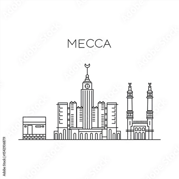 Fototapeta vector landscape lines of makkah buildings suitable for your icon infografic