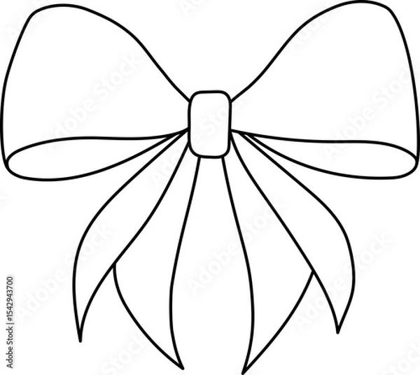 Fototapeta Bow Line Art Set – Black and White Ribbon Outlines for Coloring and Decoration