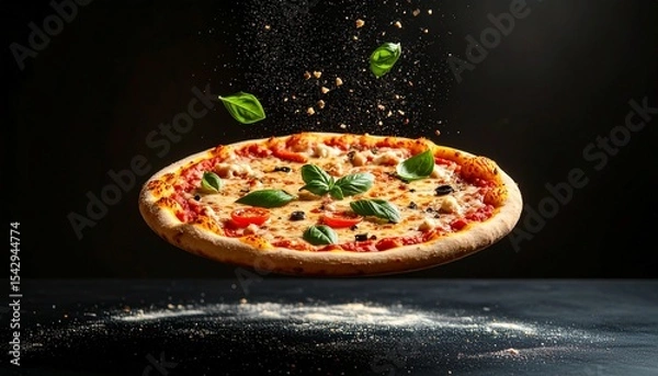Fototapeta pizza with tomato and basil