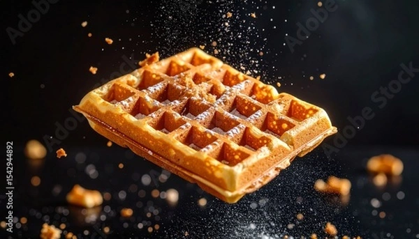 Fototapeta delicious waffle , floating in the air