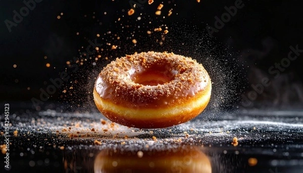 Fototapeta donut on a black background