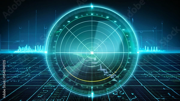 Obraz Digital radar display with futuristic design