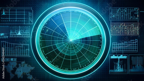 Obraz Digital radar screen with data visualization elements