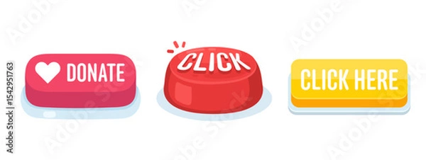 Obraz Colorful Set of Interactive Web Buttons for Online Actions and User Engagement in Modern Digital Design
