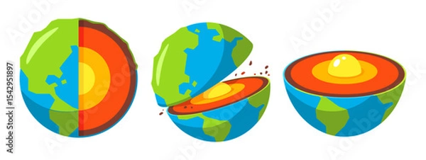 Obraz Colorful Illustration of Earth's Layers Showing Crust, Mantle, Outer Core, and Inner Core in a Cross-Sectional View
