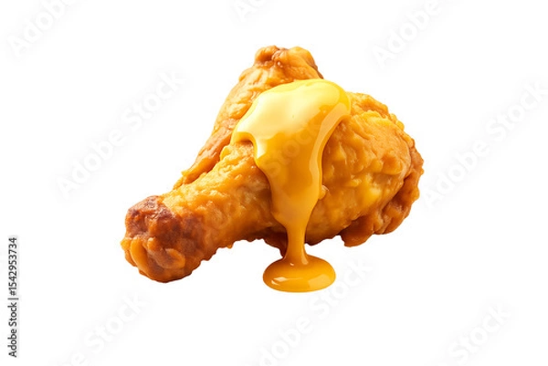 Fototapeta Saucy Chicken Drumstick isolated on transparent background