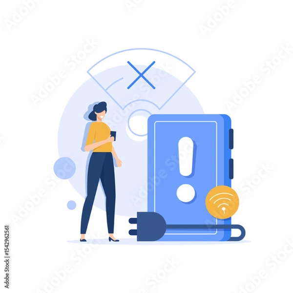 Fototapeta No internet connection on smartphone,Concept of offline mode, lost connection, or network error