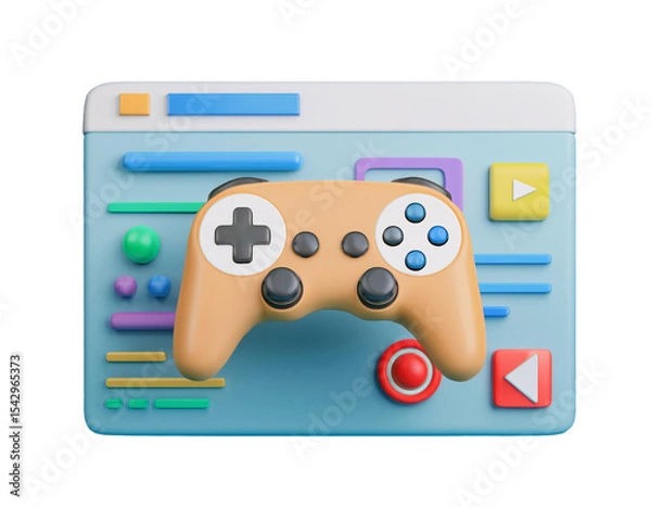 Obraz 3D gaming controller icon with online platforms