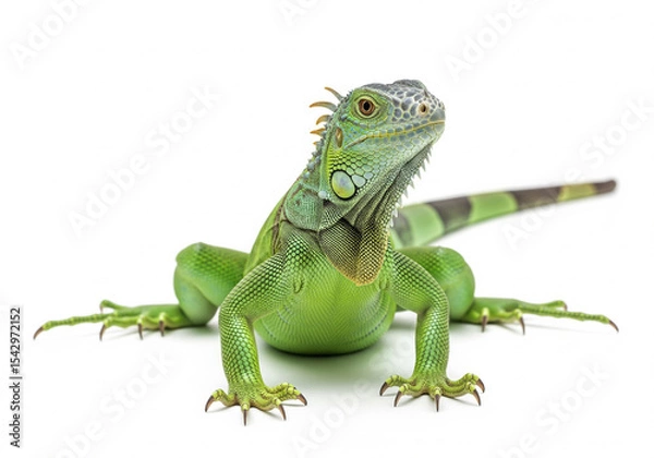 Fototapeta iguane isolé sur un fond blanc