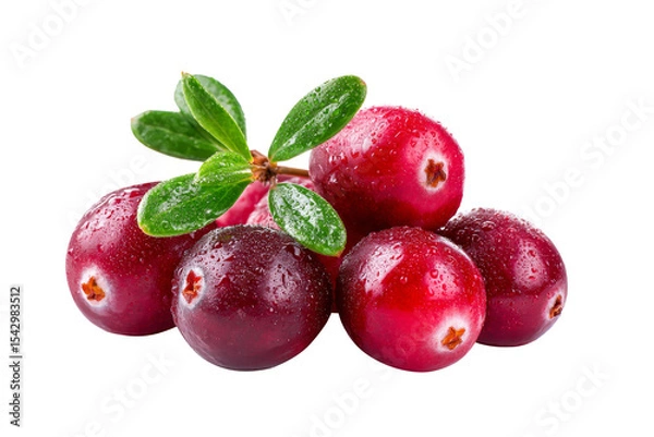 Obraz Fresh cranberries isolated on transparent background.