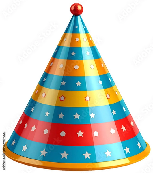 Fototapeta 줄무늬 패턴의 화려한 생일 파티용 꼬깔 모자
