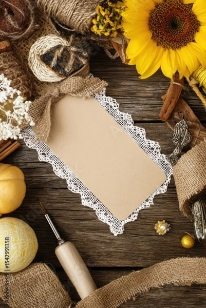 Fototapeta Creative wedding and birthday invitation card designs rustic setting decorative elements warm atmosphere