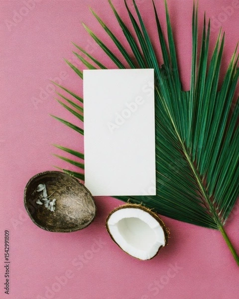 Fototapeta Elegant wedding and birthday card invitation ideas tropical theme minimalist design creative layouts