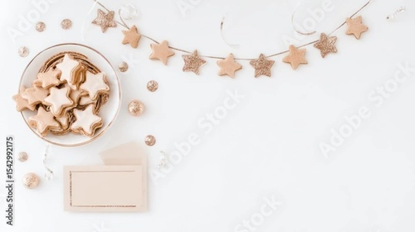 Fototapeta Creative card invitation ideas for a wedding or birthday celebration stylish decorations elegant setting aesthetic view