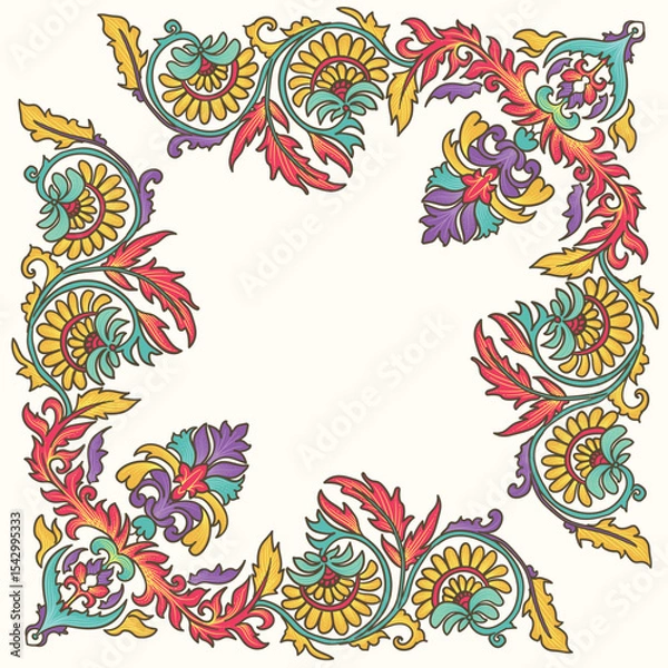 Fototapeta Vector floral pattern in oriental ethnic style
