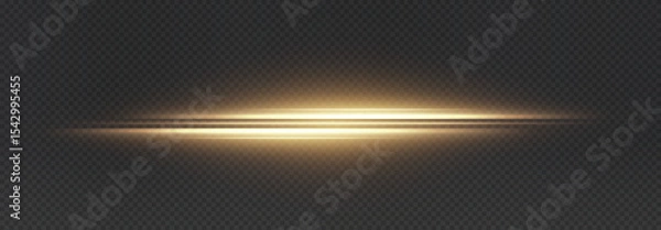 Obraz Line light with gold stars and yellow rays in motion forms horizontal sparkle stripes. Bright, glowing, and dynamic perfect Overlay for abstract, festive vector effects.