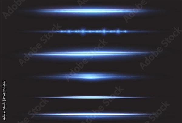 Obraz Blue line light creates a long abstract background. Space energy and glowing effects add magic to the night. Ideal as an Overlay for futuristic designs.