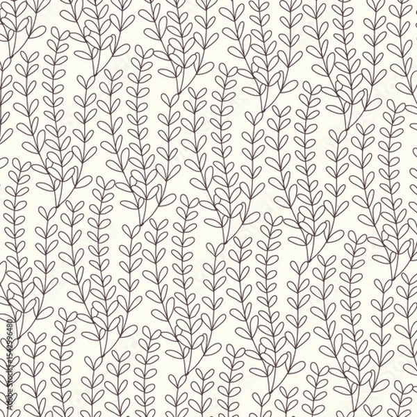 Fototapeta Seamless pattern with branches and leaves
