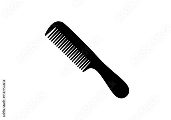 Fototapeta A simple black comb with evenly spaced teeth isolated on a white background in a clean design