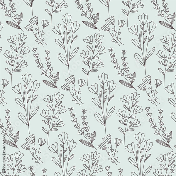 Fototapeta Seamless pattern with hand drawn flowers
