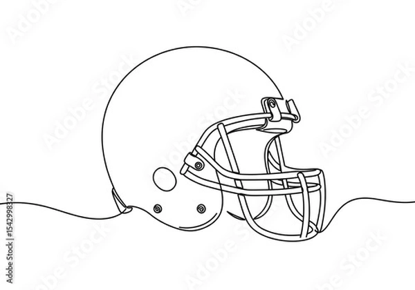 Obraz A continuous line drawing of a football helmet with face mask on a white background image view