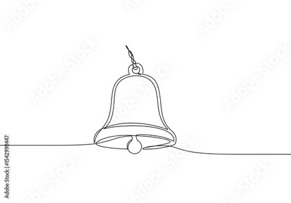 Obraz Continuous line drawing of a bell on a white background showcasing minimalist artistic expression