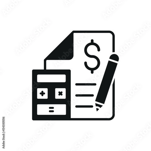 Fototapeta Budget planner in bold silhouette forms a strong and modern financial tracking icon.
