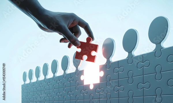 Fototapeta Finding the Missing Piece Collaboration, Teamwork, and Puzzle Solutions for Business Success
