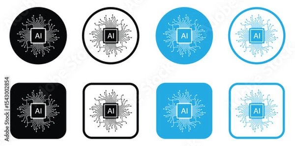 Obraz A vector set of Artificial Intelligence (AI) icons in different variations for web and apps.