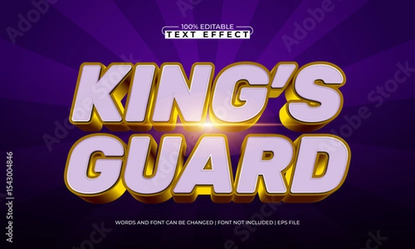 Fototapeta king's guard editable text effect with a knight and sword text style