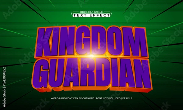 Fototapeta kingdom guardian editable text effect with a knight and sword text style