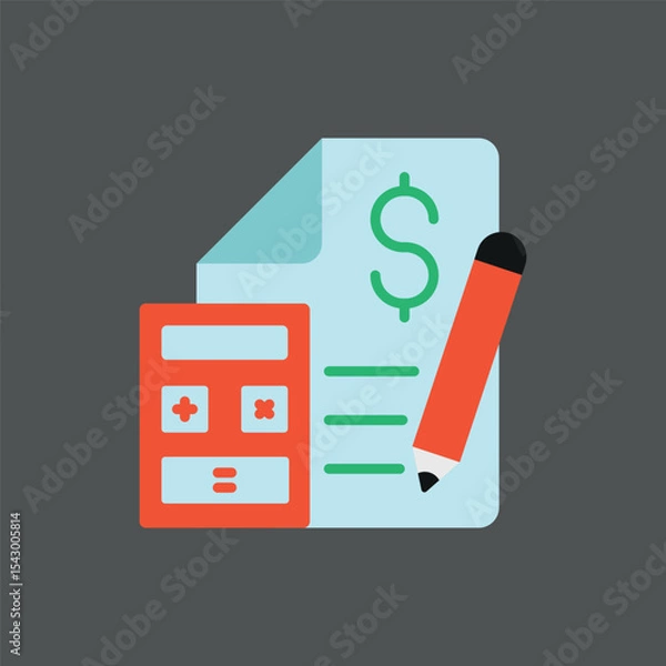 Fototapeta Planner in rich colors with shaded pages builds a clear and stylish money planner icon.