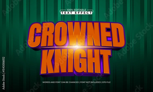 Fototapeta crowned knight editable text effect with a knight and sword text style