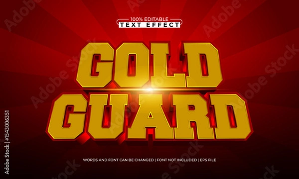 Fototapeta gold guard editable text effect with a knight and sword text style