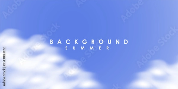 Fototapeta Summer Sky Background with Soft White Clouds and Blue Gradient

