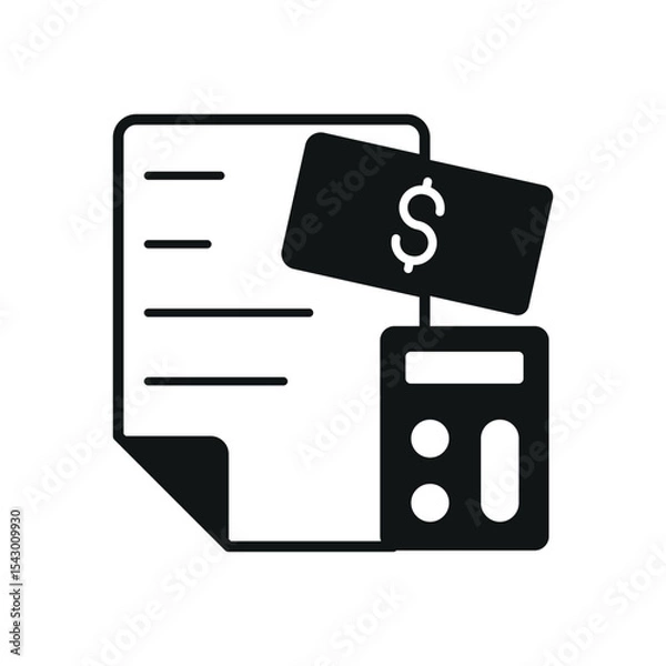Fototapeta Budget planner in bold silhouette forms a strong and modern financial tracking icon.