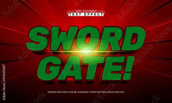 Fototapeta sword gate editable text effect with a knight and sword text style