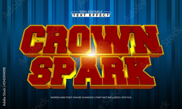 Fototapeta crown spark editable text effect with a knight and sword text style