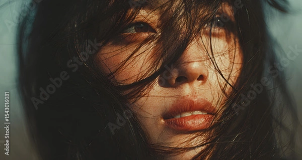 Obraz 美しい髪が靡いているアジア人女性